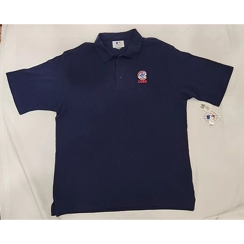 Shirt Men's Chicago Cubs Polo Navy Blue Major League Baseball New WTags VINTAGE